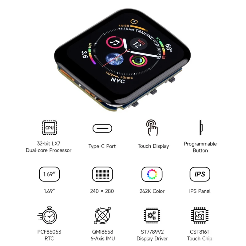 รูปสินค้า บอร์ดพัฒนา ESP32-S3 หน้าจอสัมผัส 240x280 พิกเซล