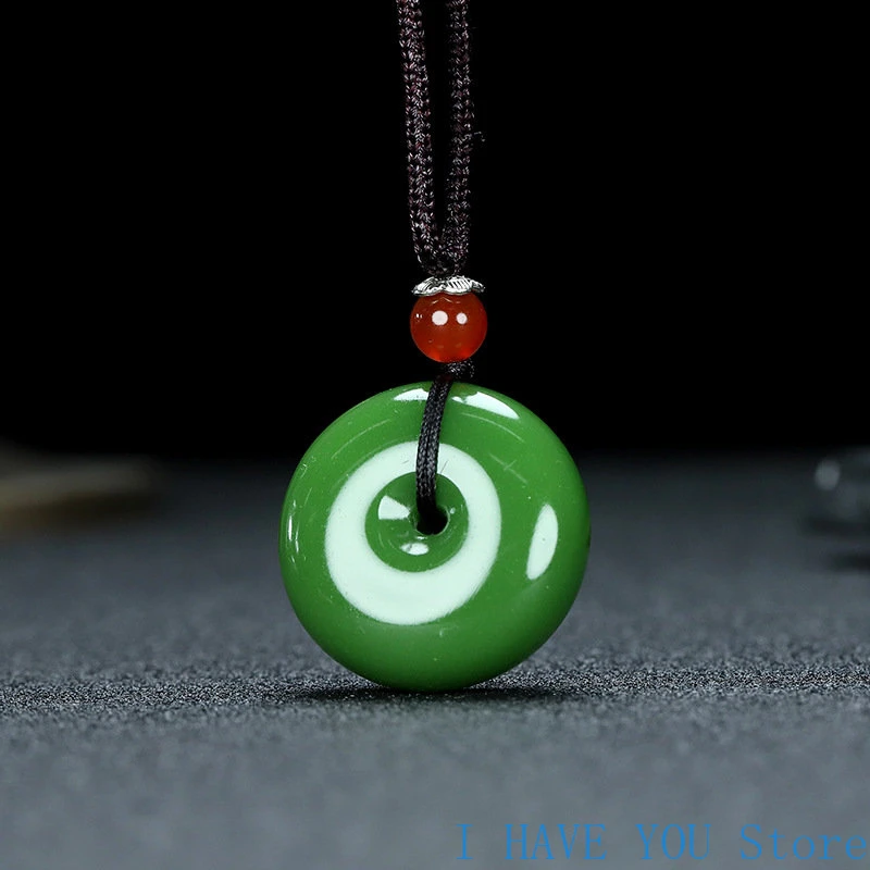 Natural Multicolor Jade Doughnut Pendant Necklace Fashion Accessories Charm Jewellery Carved Amulet Gifts for Women Men Jade