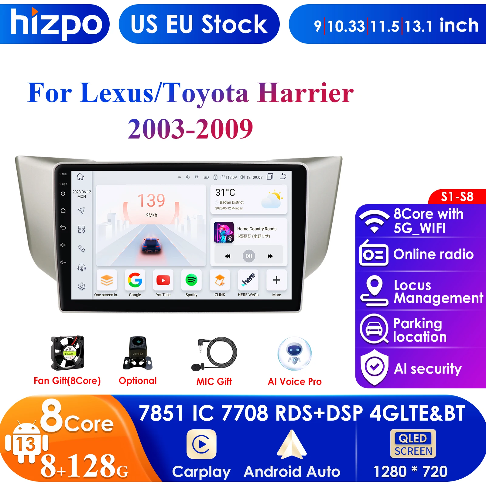 

Для Lexus RX300 RX330 RX350 RX400H II 2 для Toyota Harrier XU30 II 2 Автомагнитола мультимедийный видеоплеер навигатор GPS Android 13