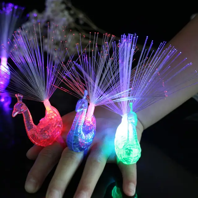 Luminous Peacock Finger Light Glow In The Dark Kids Toy Peacock Decoration Open Light Toys Flash LED Lights Small Toys 3