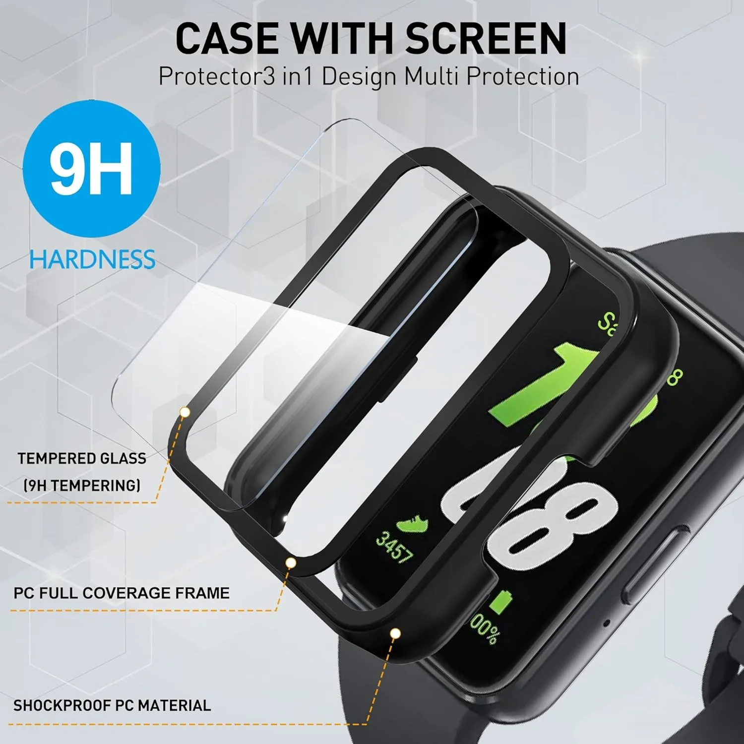 Matte Protective Case with Built-in Tempered Glass Screen Protector