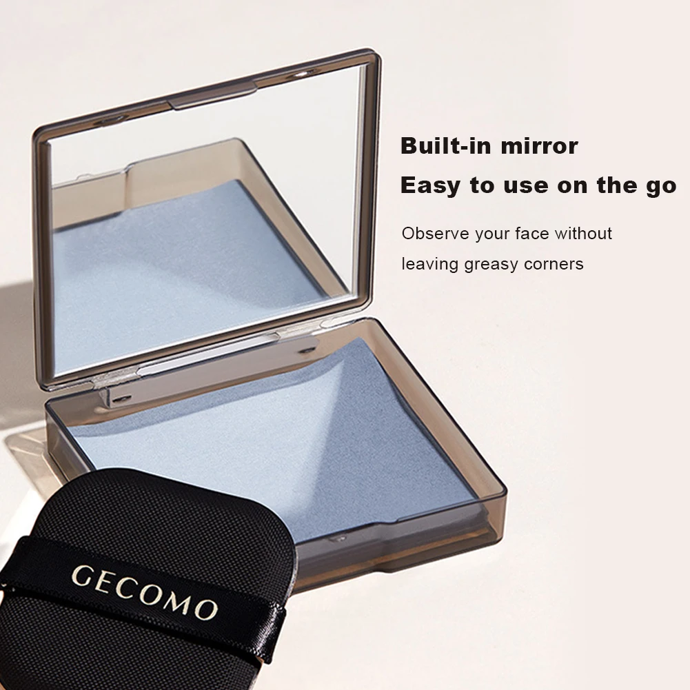 Face Oil Absorbing Paper 100 Sheets Oil Control Paper with Case & Powder Puff Oil Blotting Papers Bamboo Charcoal Face Blotting Sheets for Oily Skin