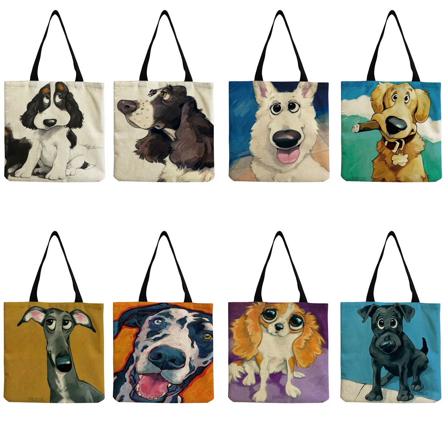 

Eco Friendly Tote Bag Shopper Bag Ladies Print Customizable Bag Cute Cartoon Animal Dog 2022 Trend Women's Bag High Capacity