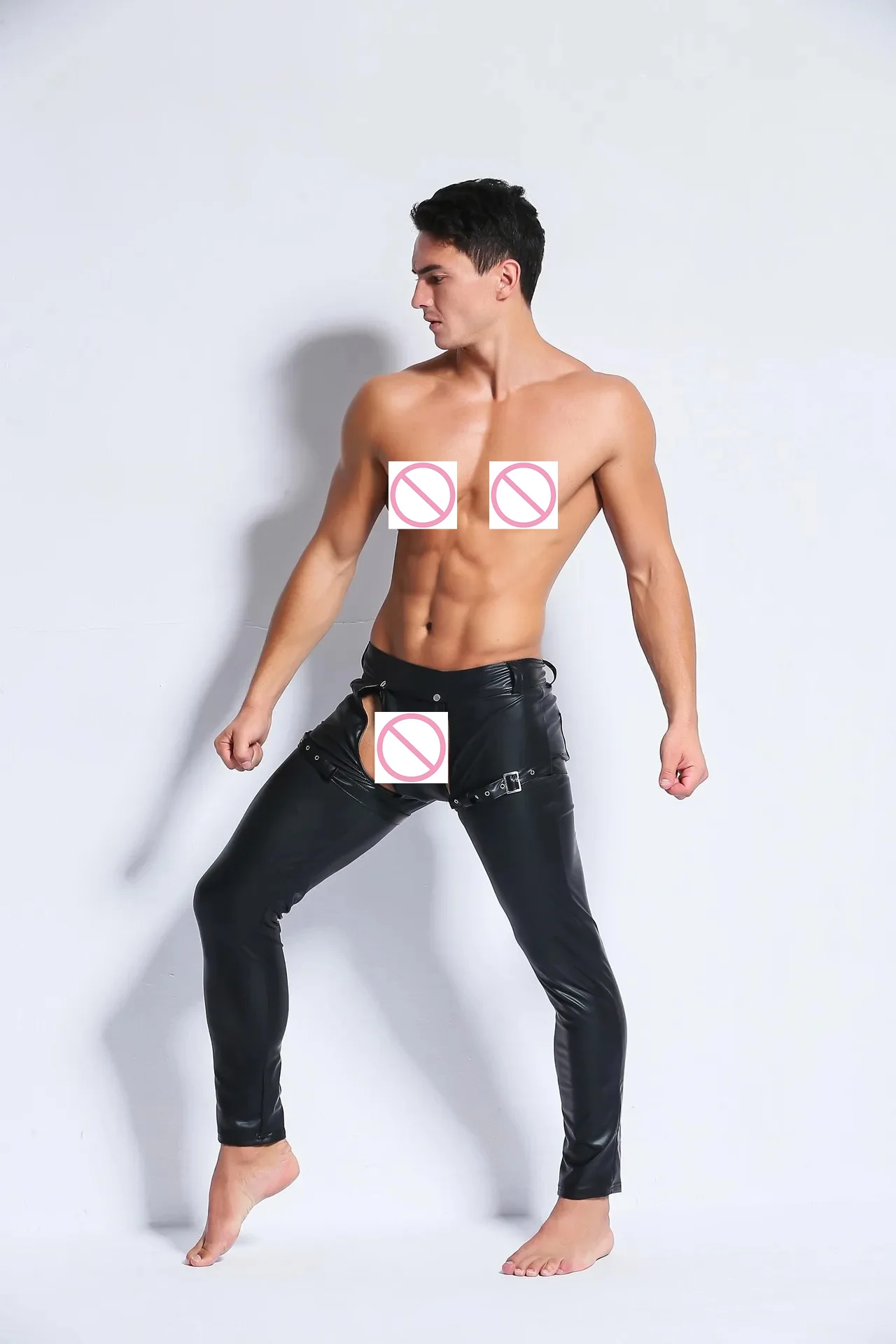 Mens Front Pants Shiny Shorts Club Nightclub Bar Role Play Costume