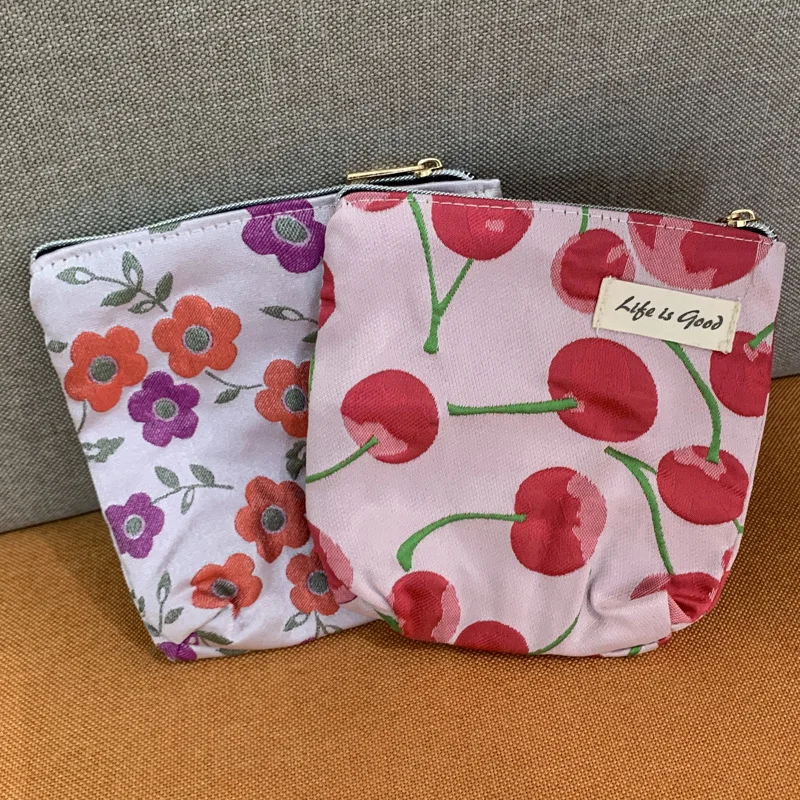 Fashion Flower Pattern Lipstick Cosmetic Bag Coin Purse Travel Makeup Bags Money Key Storage Bags Small Zipper Pouch Retail