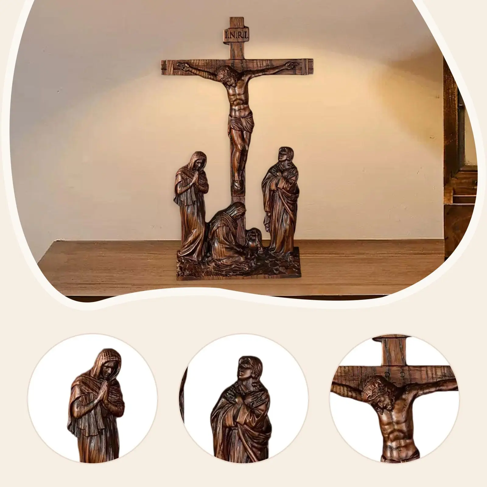 Standing Crucifix Jesus Cross Statue 10 inch High Catholic Table Cross Jesus Crucifix for Chapel Christian Collection Prayers