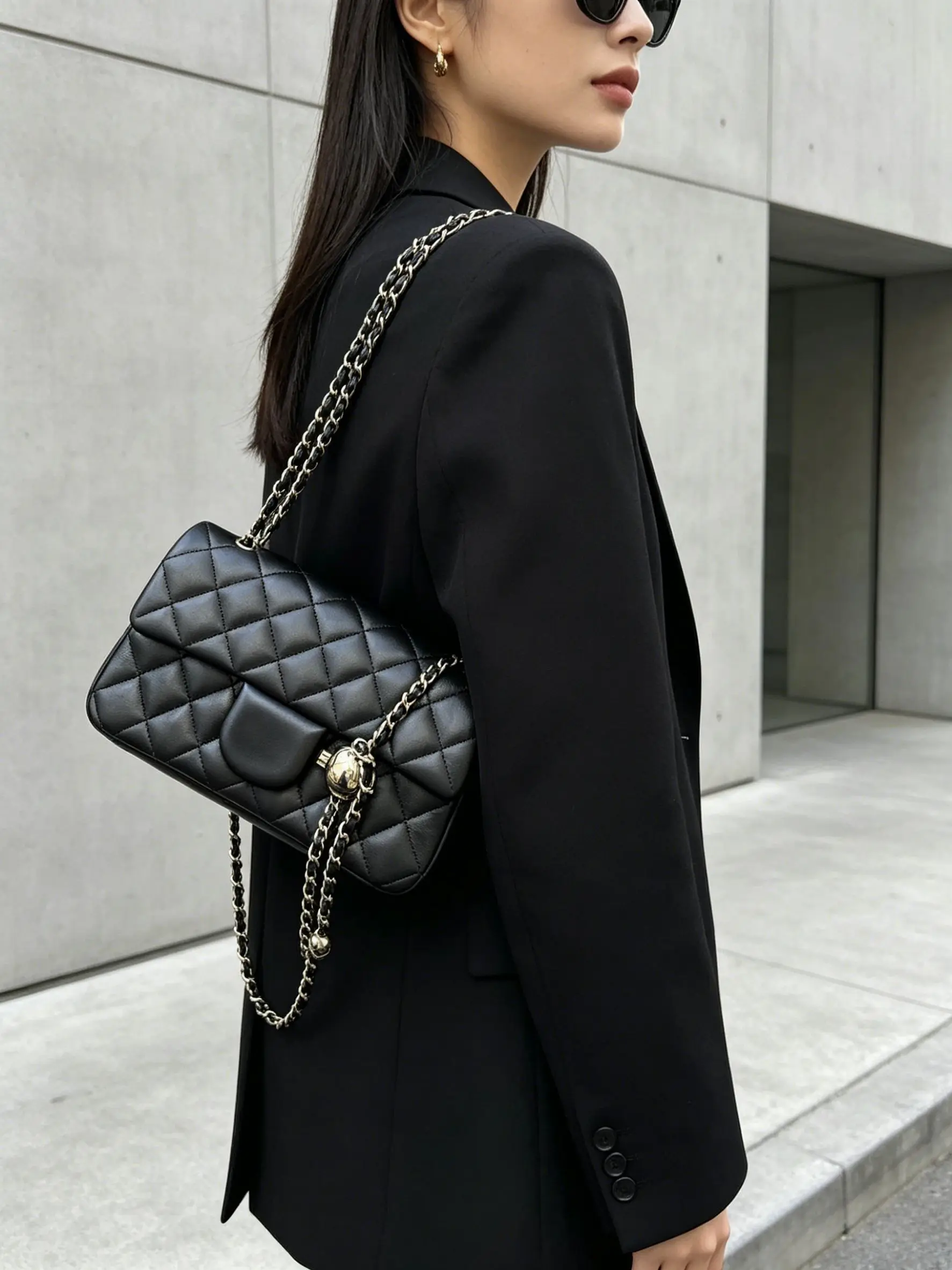Fashionable Leather Shoulder Bag Women's Handbag Lock Clasp Soft Cowhide Square Shape Gold Ball Crossbody Bag Luxury bag