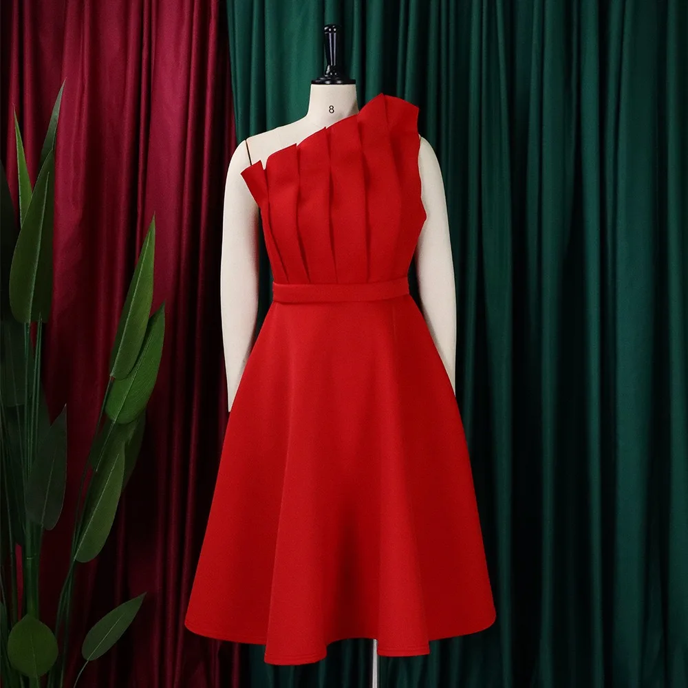 Sexy Party Dresses for Women 2024 One Shoulder Sleeveless High Waisted A  line Mid Calf Elegant Birthday Dinner Vestidos Mujer - AliExpress 200000345
