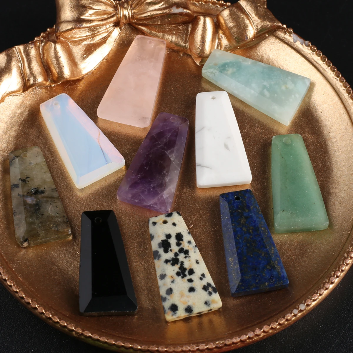 12 PCS Trapezoidal Pendant Jewelry Making DIY Natural Semi precious Stone Necklace Earrings Accessories Gift Wholesale Price