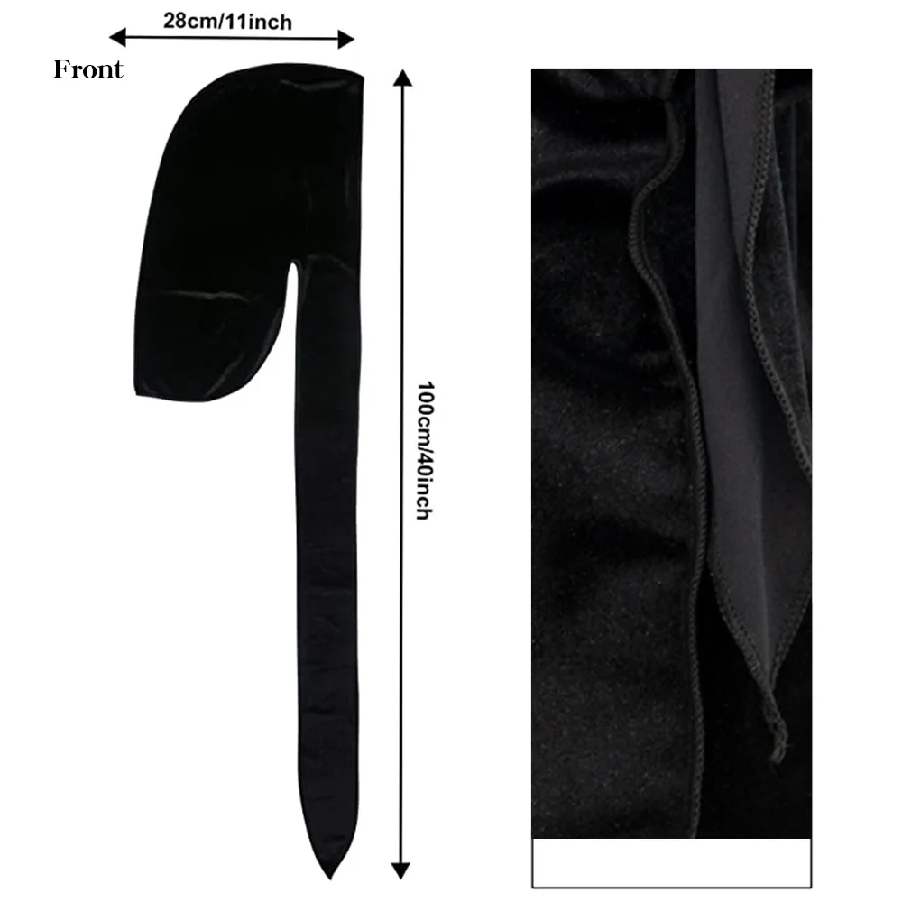 Stretchable Luxury Velvet Durag Cap Straps Headwraps with Long Tail and Wide Straps Bandana Women Bandana Headband