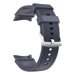 Premium Silicone - Leather Hybrid Strap - Versatile Smartwatch Wristband - Watch 4 Classic 46mm (Midnight Blue)