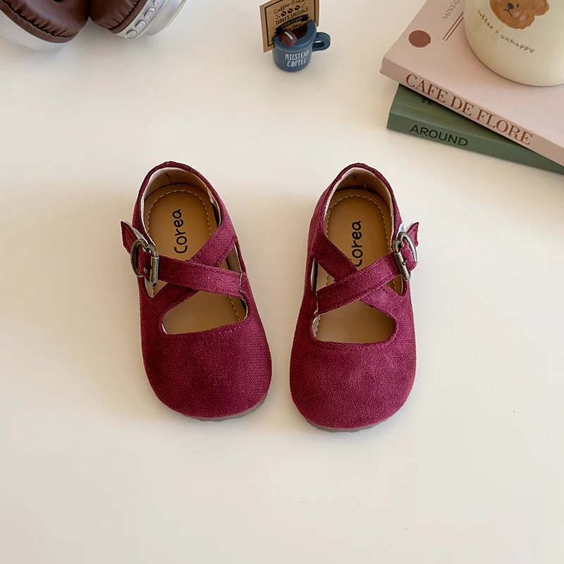 Fashion Kids Shoes Baby Girls Vintage Leopard Print Mary Jane Toddler Cute Princess Red Flat Ballet Shoes Anti-slip size 21-30