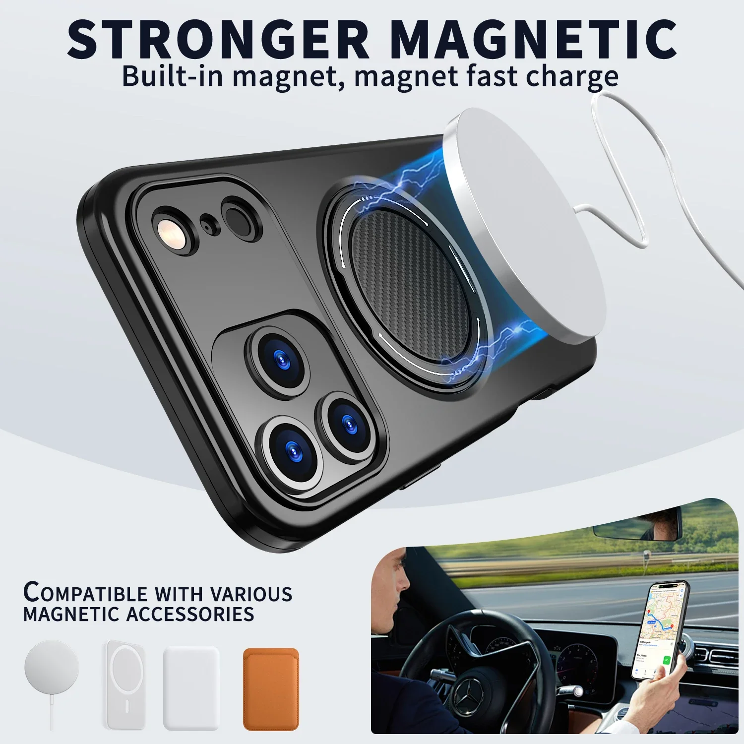 Magnetic Shockproof Phone Case with 360° Rotating Stand and Holder