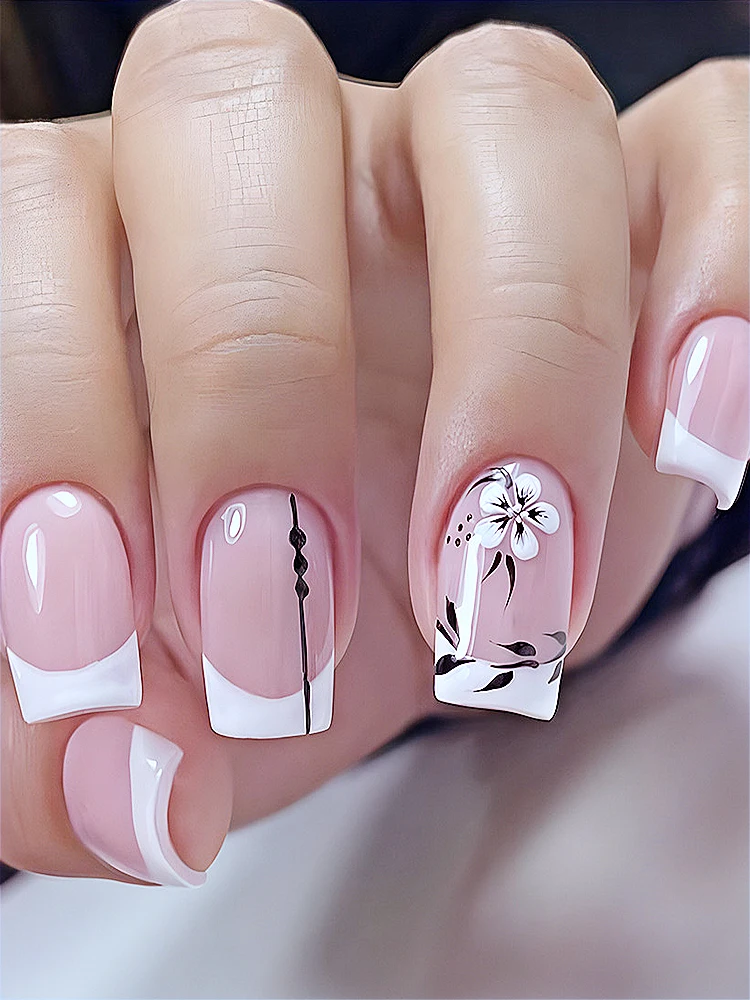 YoYoee French Long Press-On Snake Pattern Nails - 24PCS