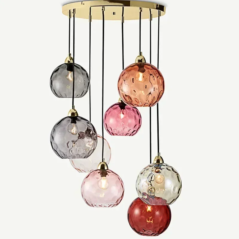 

Nordic Colored Glass Led Ceiling Chandelier Kitchen Island Dining Pendant Lights Living Room Hotel Classical Ceiling Lamp Lustre