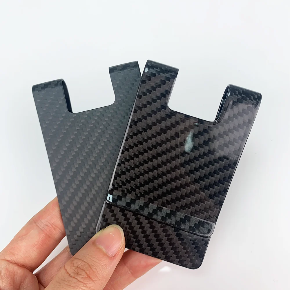 Hot Selling Real Carbon Fiber Cartera Tarjetero Popular RFID Money Clip Card Holder Wallet For Gift