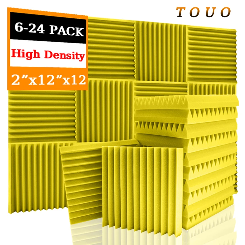 

TOUO 6/12/24PCS Soundproof Foam Studio Acoustic Treatment Foam Ceiling Wall Noise Insulation Sound Absorbing Material Panel