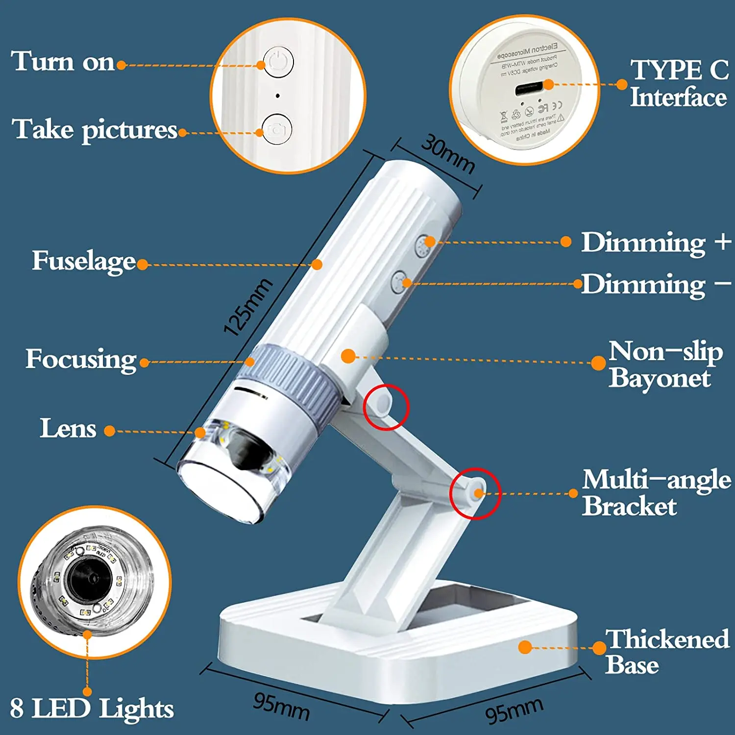 2023  ̰ HD 1080P LED USB  ̰, ޴ ̰ ī޶, Ʈ PCB ˻ 