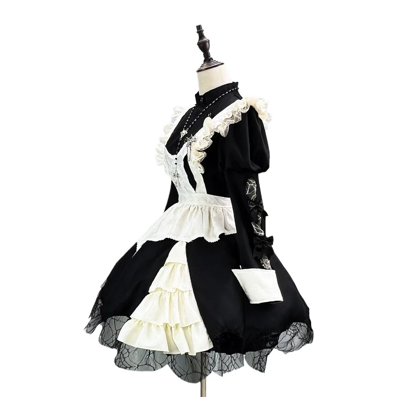 Gothic Maid Kostüm Kleid Schwarz S-5XL Cosplay Halloween Party 5