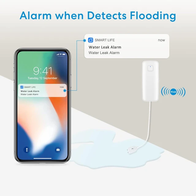 Tuya Smart Water Sensor WiFi Water Leakage Detector Level Overflow Alarms Smart Home Automation Security Protection System 2