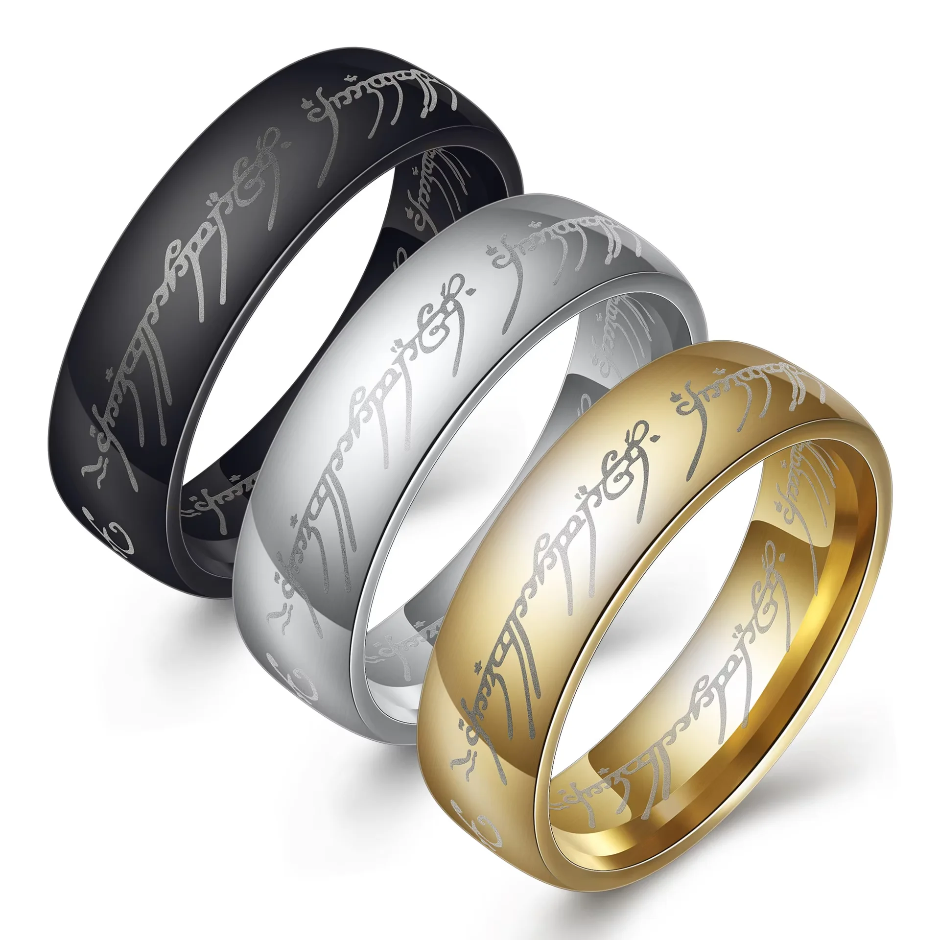 The Lord of the Rings Stainless Steel Punk Men 6MM Finger Ring Fashion Couple Jewelry Gift 1