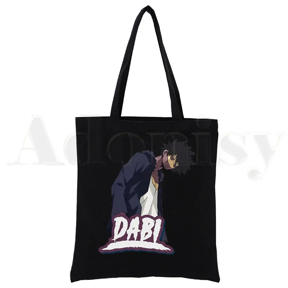 

MHA Merch Anime Dabi Black Unisex Handbags Custom Canvas Tote Bag Print Daily Use Reusable Travel Casual Shopping Bag