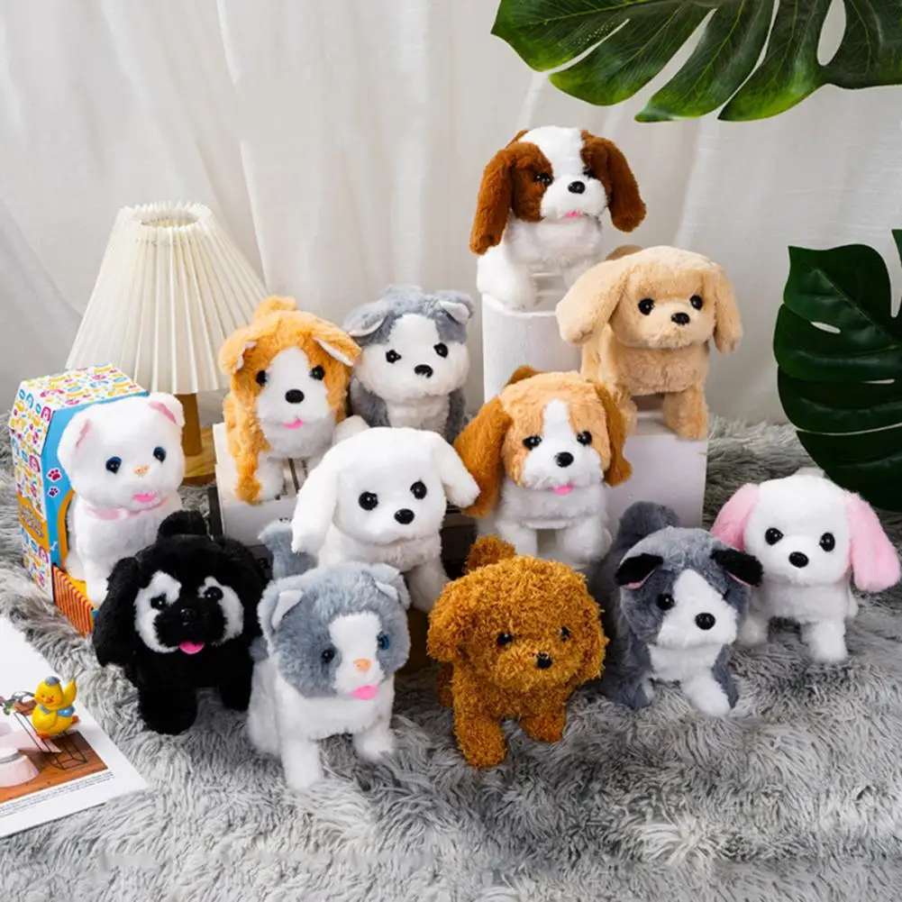 Simulation Electric Plush Puppy Doll Toy Barking Walking Cognitive Interactive Plush Toy for Baby Birthday Gift