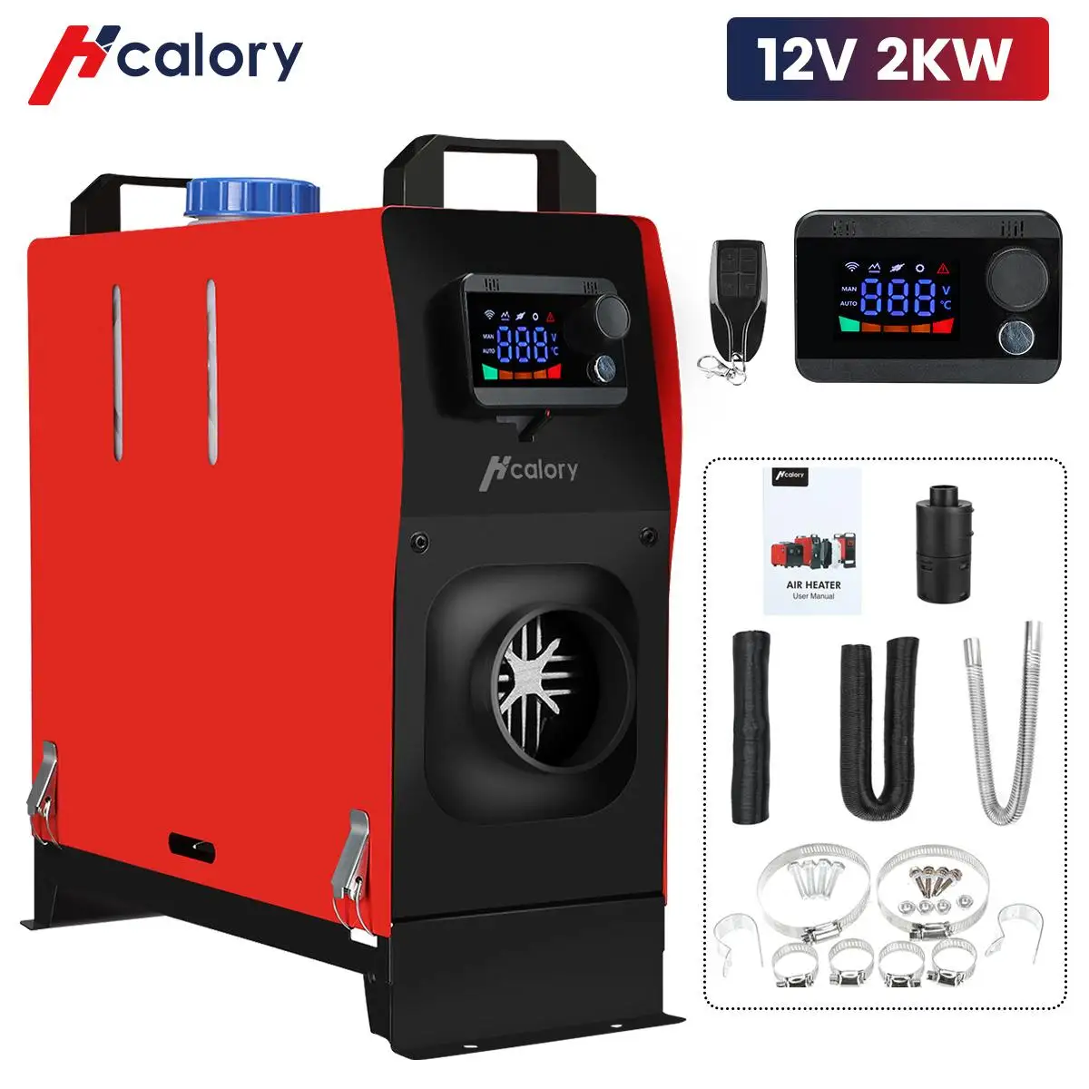 Hcalory 12v Universal 2kw Car Parking Heater All In One Air Heater Lcd