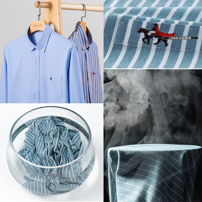 100% Cotton S~ 6XL Oxford Mens Shirts Longsleeve Plaid Business Casual Soft Social Dress Shirts Regular Fit Male Shirt Blouse
