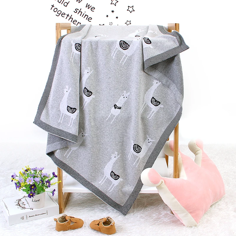 Baby Blanket Cotton Knitted Newborn Girls Boys Bed Quilt 100*80CM Infant Stroller Swaddle Cute Alpaca Plaid Crib Warm Sleepsack