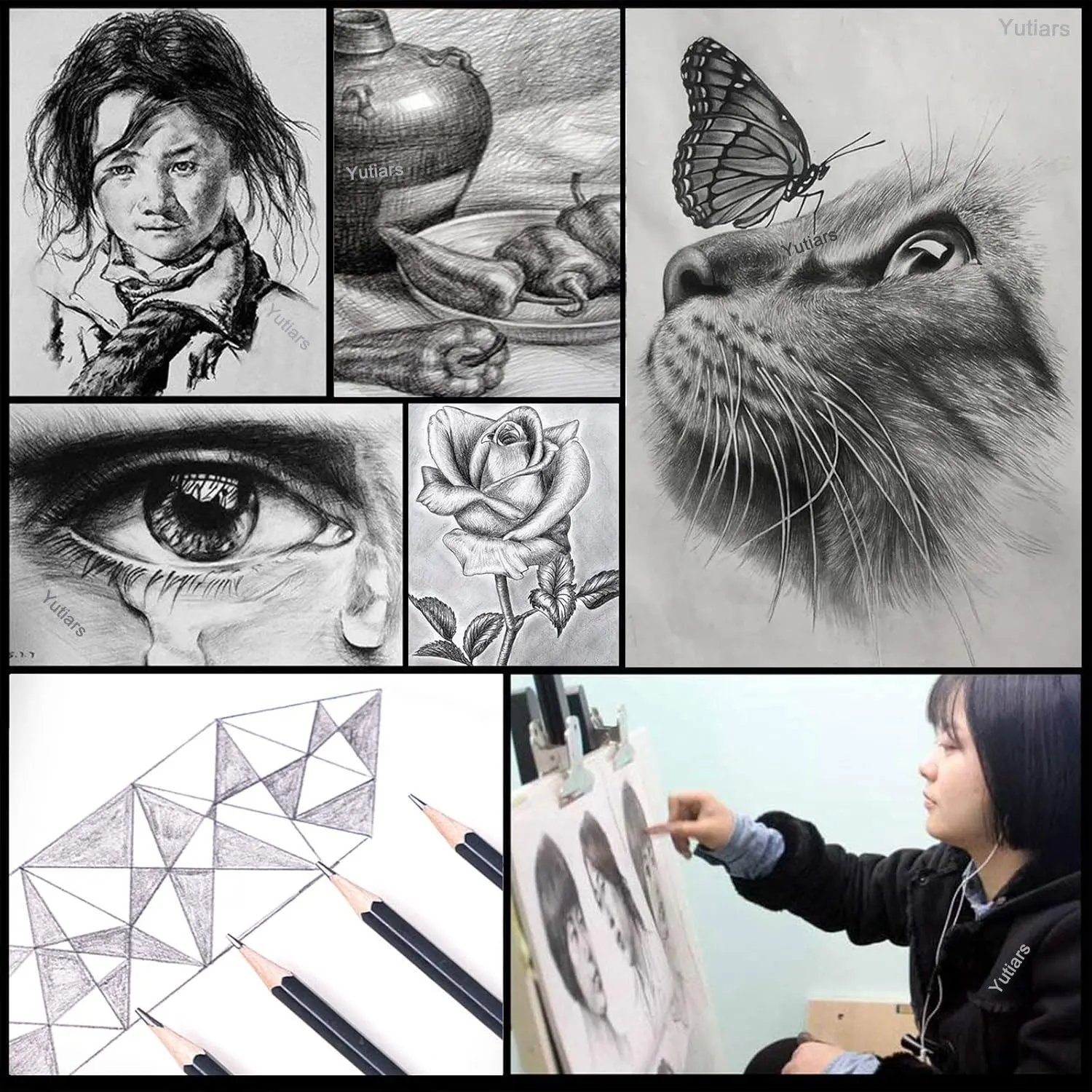 25 Pcs Drawing Sketching Coloring Set Drawing Pencils & Sketching Kit Art Tool Kit Professional Art Supplies Set - 6
