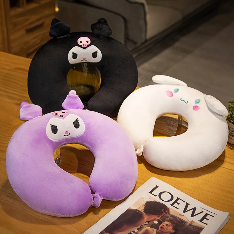 

Подушка Sanrio U-образной формы, плюшевая игрушка Kawaii Kuromi Hello Kitty Melody Cinnamoroll, подушка для шеи, подушка для облегчения боли, мягкий подарок