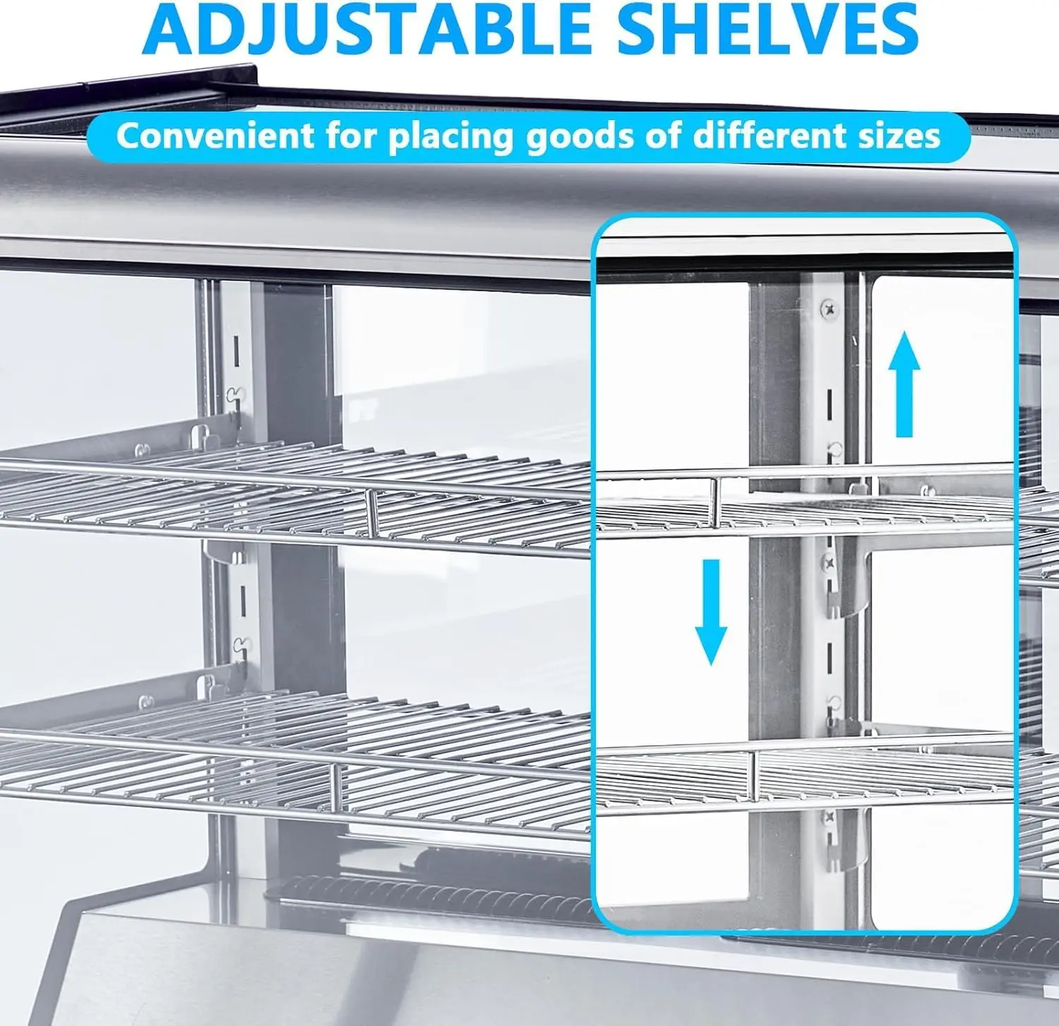 Refrigerated Display Cabinet, 6.5 Cu.Ft./183L Commercial Cake Display Refrigerator, 2-Story Countertop Pastry Display Cabinet 3