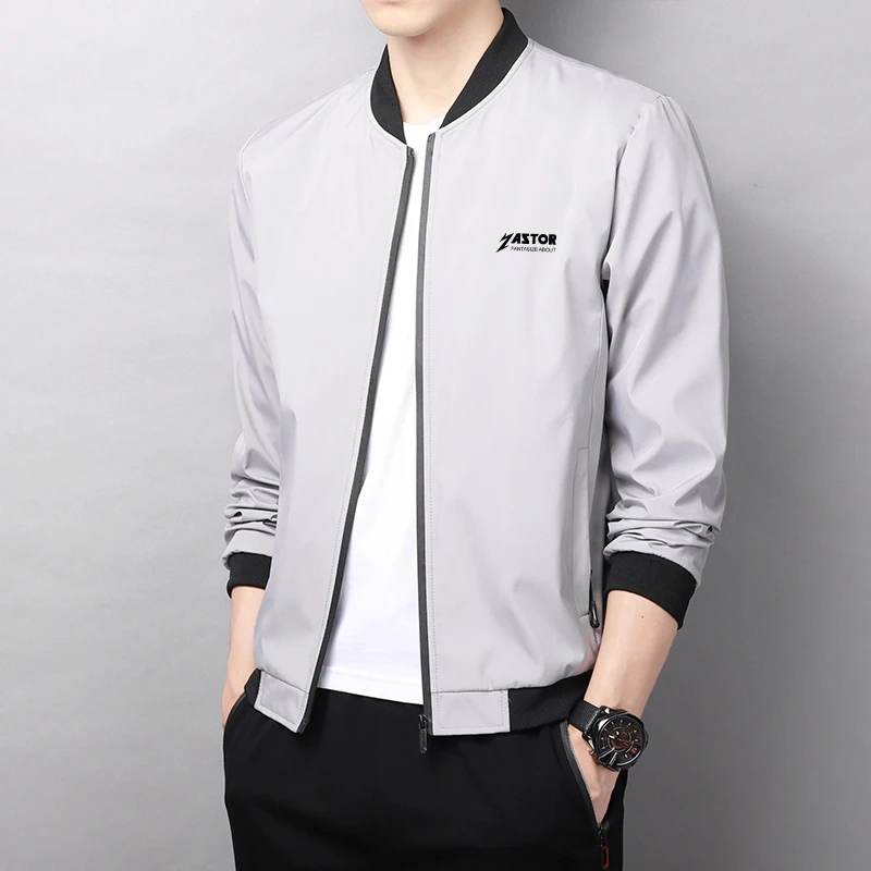 CUMUKKIYP Fashion-forward Men's Casual Fall Jacket with Zipper Baseball Collar