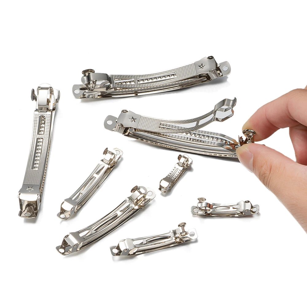 10 Teile/los Metall Französisch Snap Barrettes Hairwear Blank Basis Einstellung DIY Bogen Haarnadel Liefert Kopfschmuck Schmuck Machen Großhandel