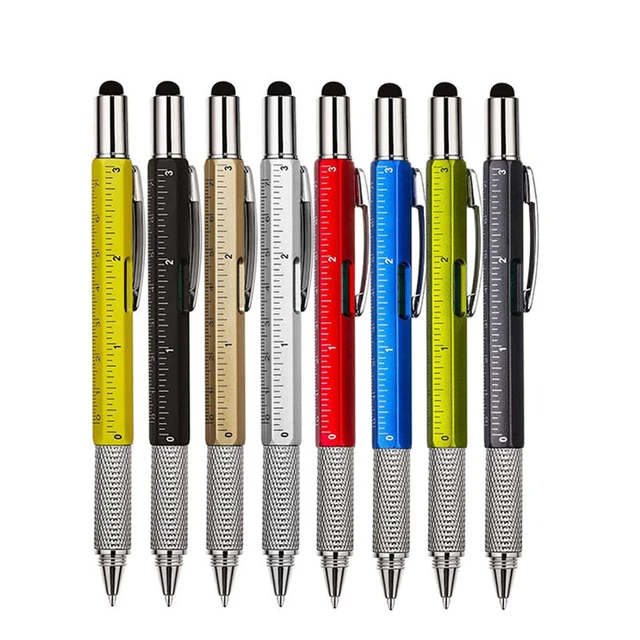 Bolígrafo multifunción 6 en 1, pluma multiusos con destornillador, palanca  métrica, regla de graduación, regalo de promoción - AliExpress