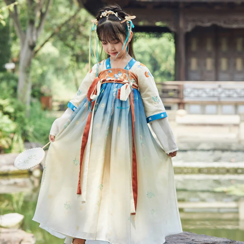 

Hanfu Princess Girls' Dress Suit Children's Ancient Clothing Chinoiserie Ancient Clothing Skirt Super Fairy Vintage Kids' Dress
