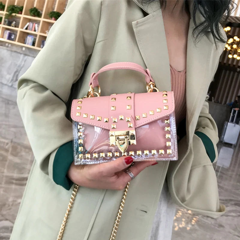 Clear Spike Studded Handbag