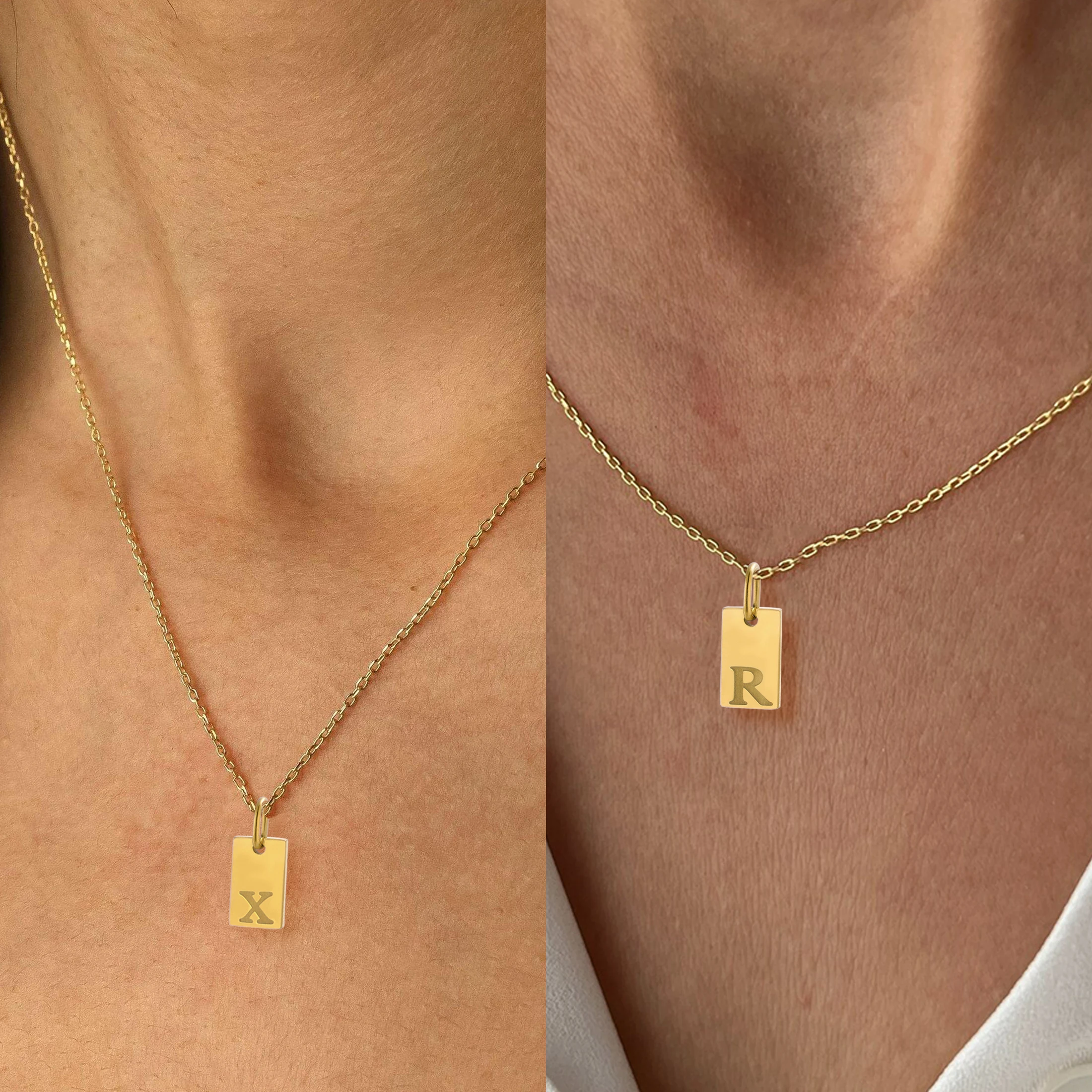 Trendy Fashion Personalized Stainless Steel Square 26 Letter DIY Pendant For Women's Necklace Charms Accessories