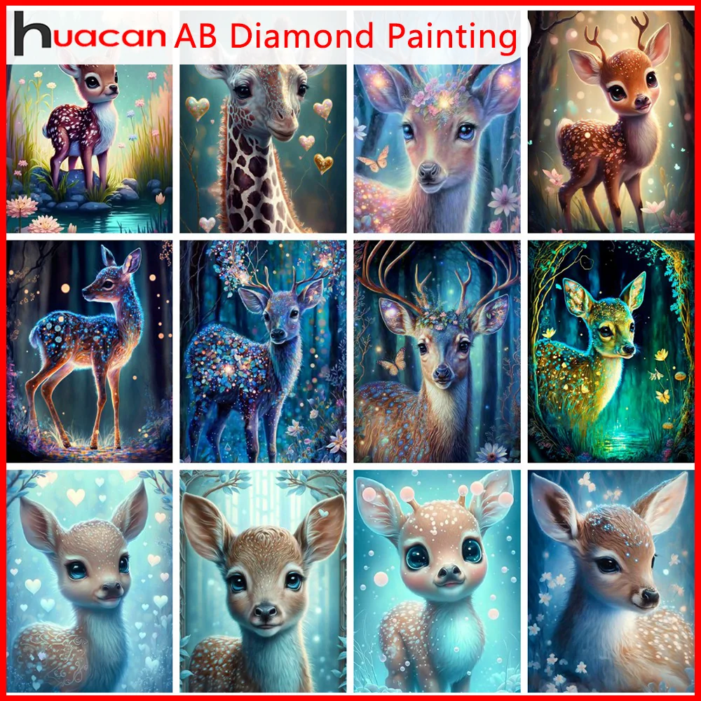 HUACAN 5D DIY Diamond Painting Deer Diamond Mosaic Landscape House  Embroidery Animal Rhinestone Wall Decor - AliExpress