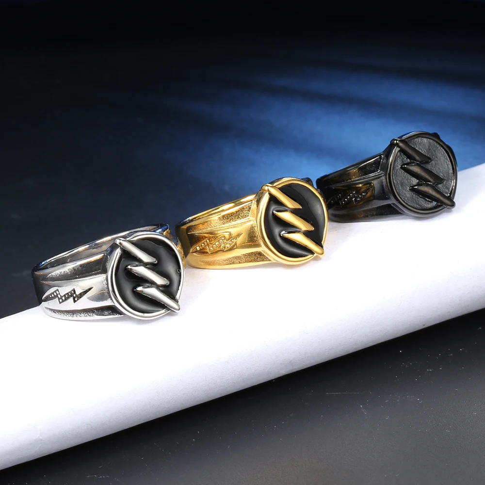 Men's ring 316L stainless steel ring hip-hop lightning classic