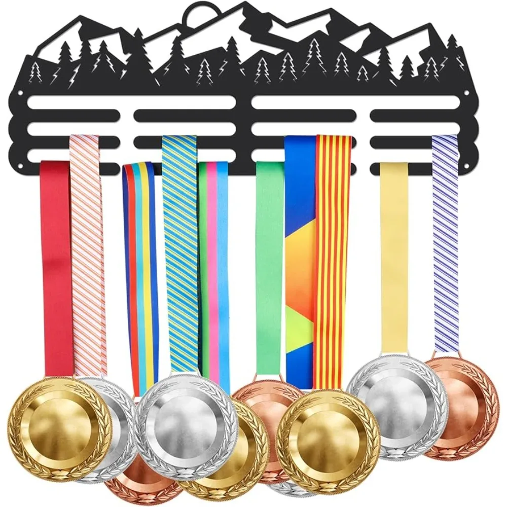 

Mountain Sun Rise Medal Display Rack Mountainscape Medal Holder with 12 Lines Sturdy Steel Award Medal Hanger for 60+ Medals