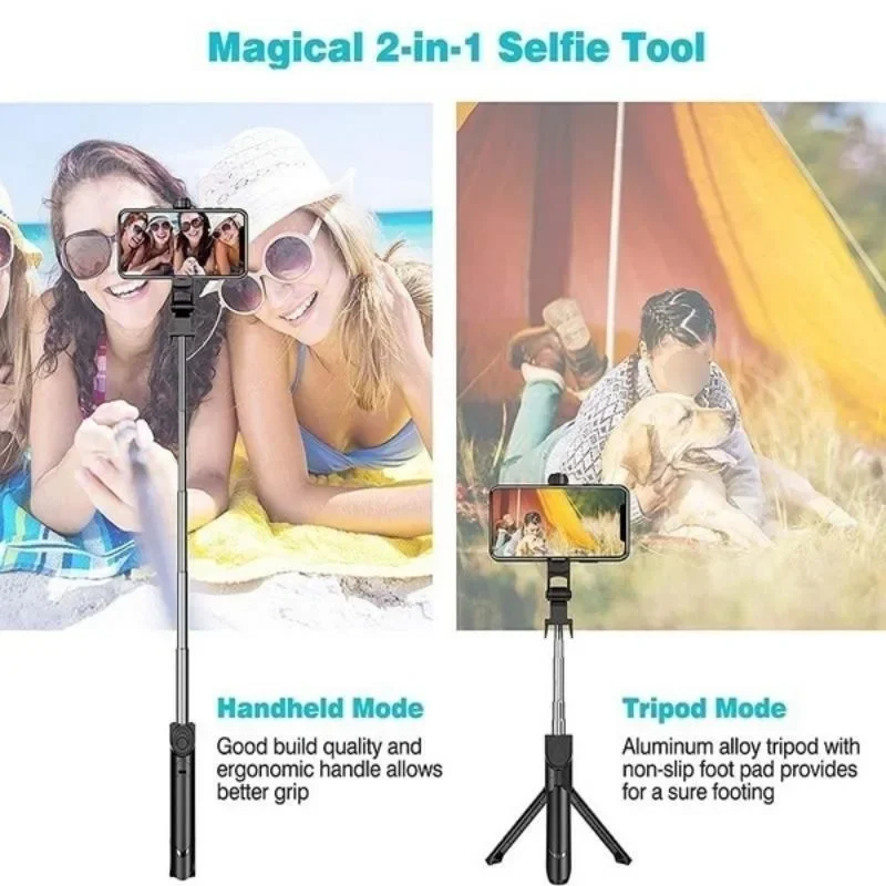Extendable Handheld Selfie Stick Bluetooth Remote Control Three-in-one Self-timer Tripod Mobile Phone Bracket for Selfies