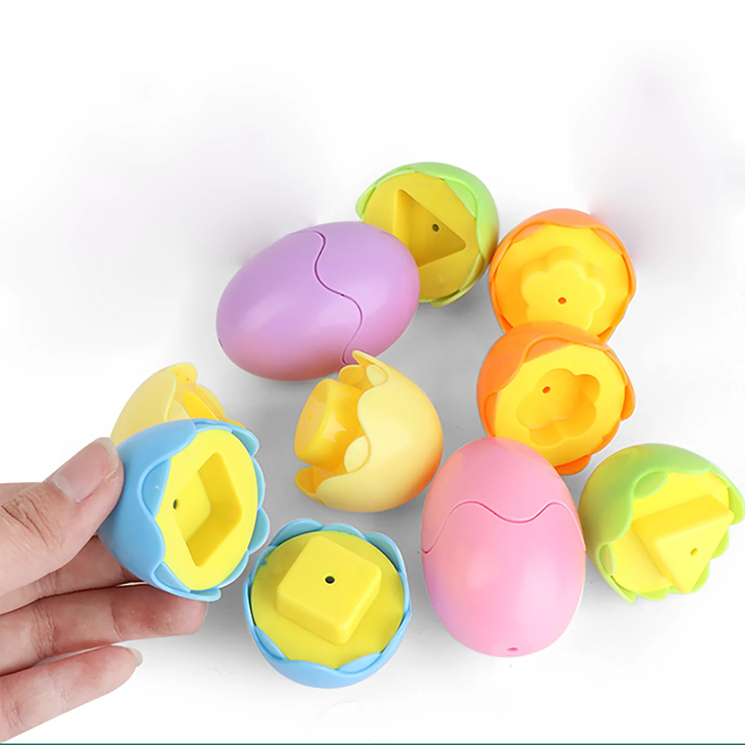 6PCS Montessori Smart Eggs 3D Puzzle Toys for Children Educational Learning Math Toy Kids Color Shape Recognize Match Easter Egg 4