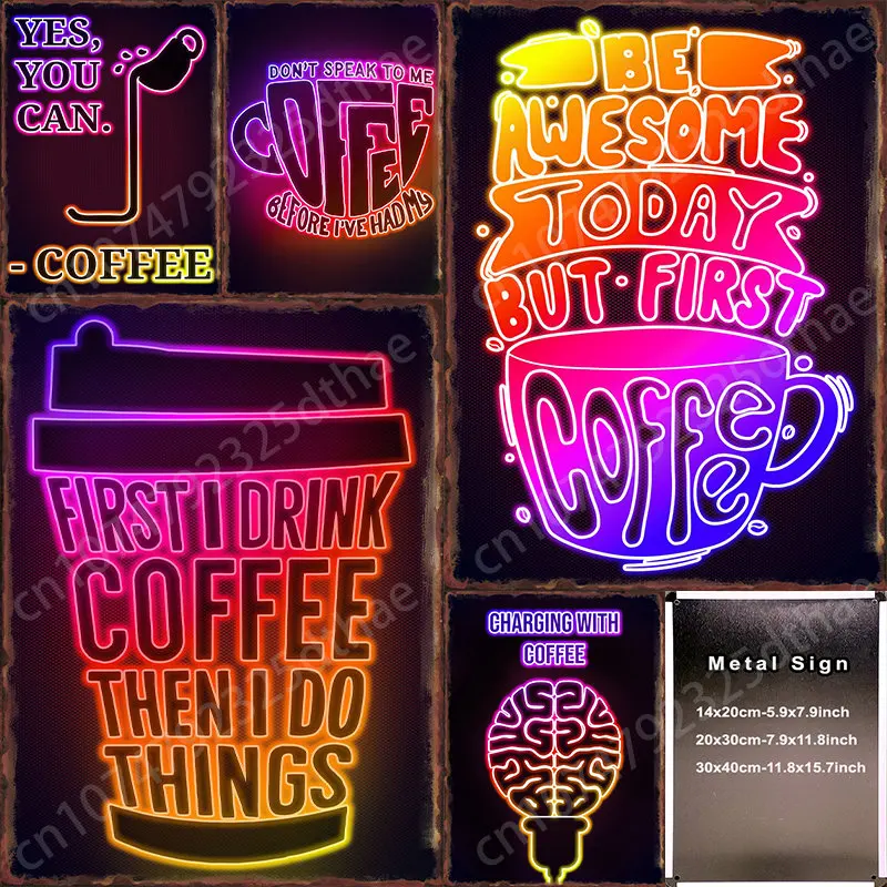 

Vitage Coffee Metal Neon Tin Sign Wall Decor for Cofe Time Kitchen Home Decoration Posters Retro Panting Pictures Print Plaques