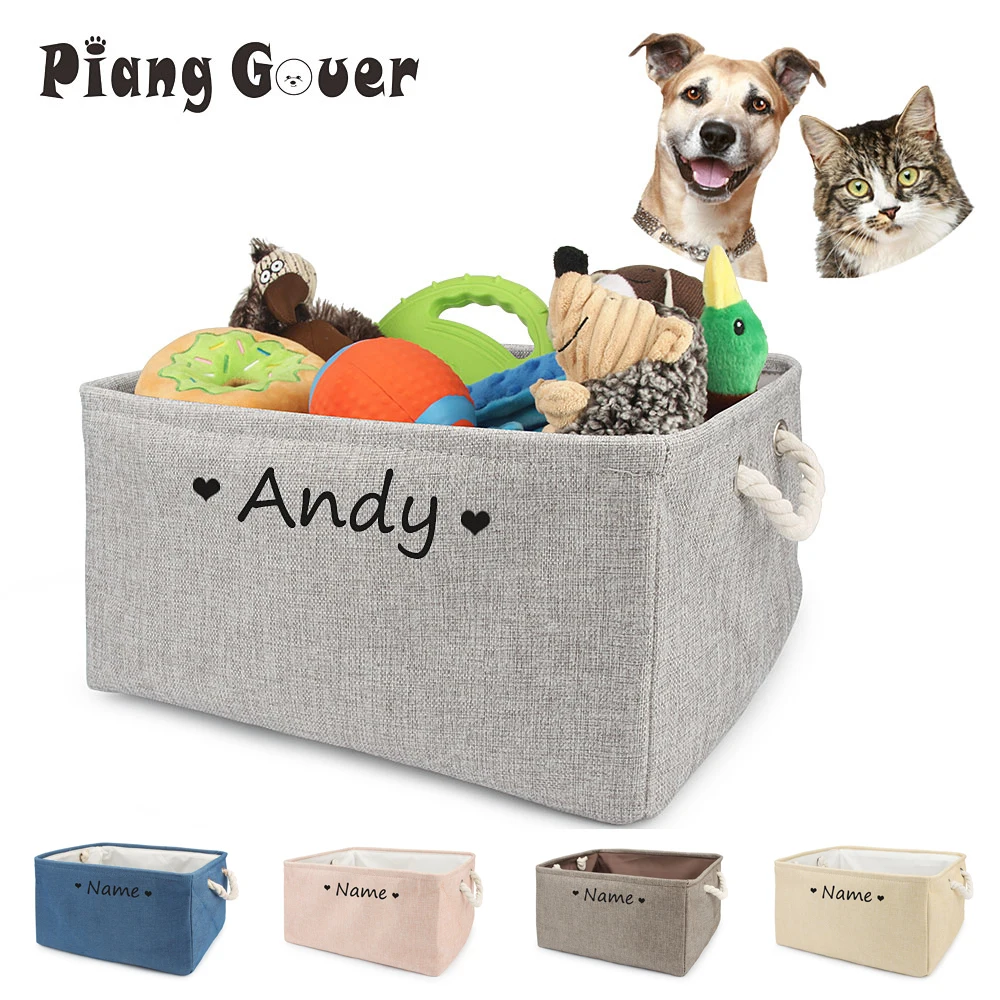 Personalized Box Custom Name Dog Toy Basket Print Heart Big Storage