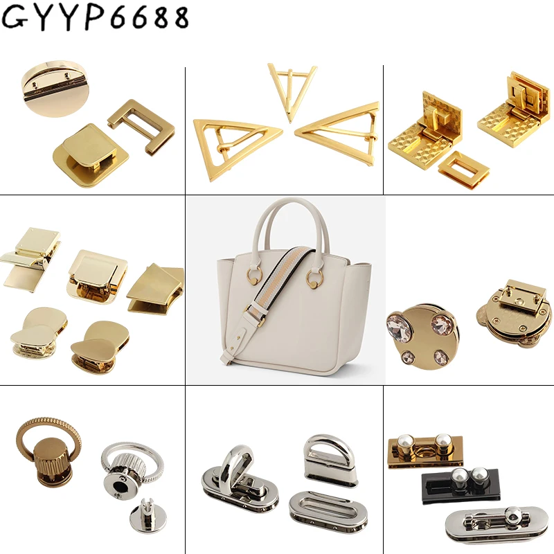 2-20Sets Metal Press Locks Bags For Women Handbag Purse Bags Shoulder Snap Clasp Twist Push Lock Buckle DIY Hardware Accessories