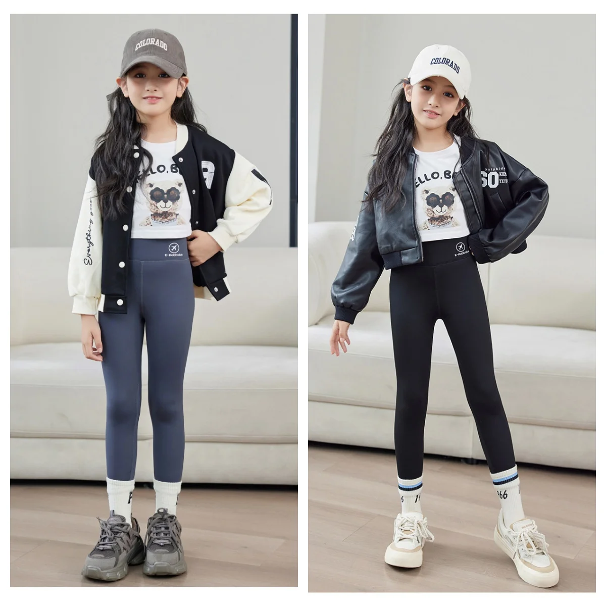Girls Velvet Thickened Leggings High Waist Autumn Winter