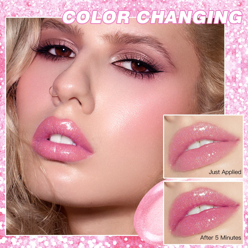 QIBEST Glitter Lipstick Lip Balm Color Change Transparent Moisturizing Crystal Jelly Pearlescent Lip Plumper Gloss Tint Cosmetic 2