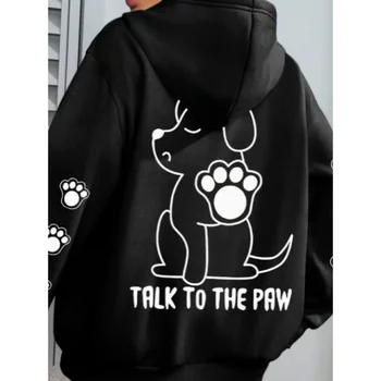 2025 الأوروبية والأمريكية الساخن بيع مطبوعة الكلب الحوار باو هوديي البلوز موضة الاتجاه بلوزة فضفاضة 2